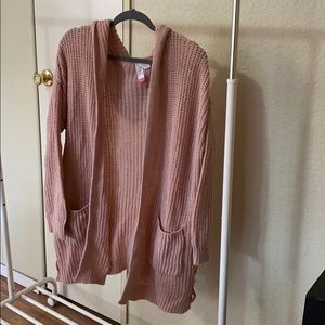 Pink hooded cardigan